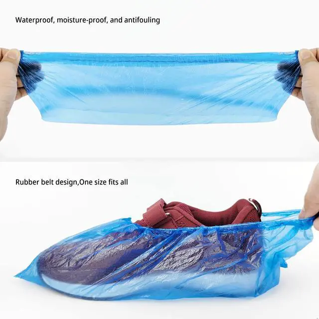 Alt view image 5 of 7 - Disposable Shoe Covers Non-Slip, 30 Pack(15 Pairs) Waterproof Overshoes, Anti Slip Shoe Protectors for Indoors, One Size Fit Most Shoes (30)