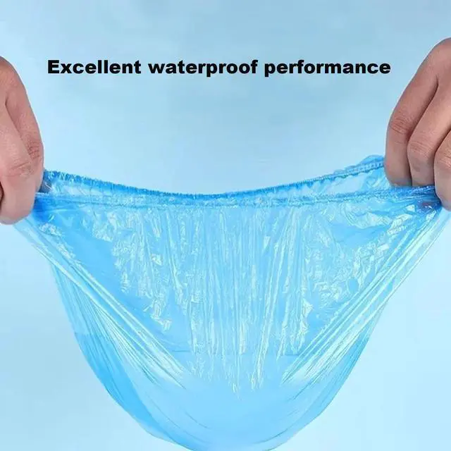 Alt view image 2 of 7 - Shoe Covers Disposable Non Slip - Pack of 200 (100 Pairs), Premium Waterproof Shoe Booties for Indoors & Outdoors, Fits Up to Men's 11 & Women's 13, Recyclable Shoe Protectors (Boot Covers Blue).