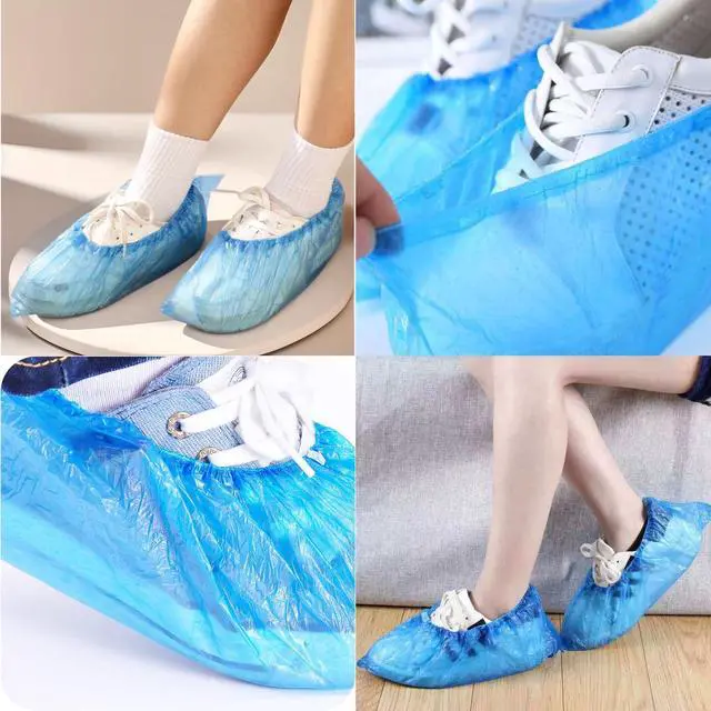 Alt view image 7 of 7 - Shoe Covers Disposable Non Slip - Pack of 200 (100 Pairs), Premium Waterproof Shoe Booties for Indoors & Outdoors, Fits Up to Men's 11 & Women's 13, Recyclable Shoe Protectors (Boot Covers Blue).