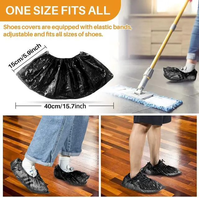 Alt view image 2 of 7 - 60 Pack (30 Pairs) Shoe Covers - Boot Covers Plastic Disposable Waterproof Shoe Covers for Men and Women Fits All Sizes of Shoes for House Cleaning