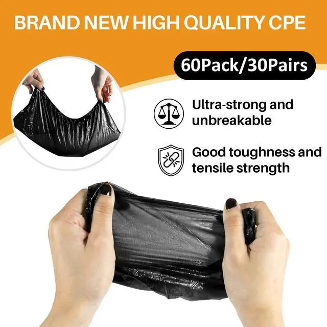 Alt view image 3 of 7 - 60 Pack (30 Pairs) Shoe Covers - Boot Covers Plastic Disposable Waterproof Shoe Covers for Men and Women Fits All Sizes of Shoes for House Cleaning