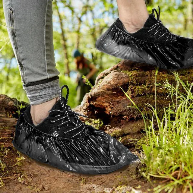 Alt view image 7 of 7 - 60 Pack (30 Pairs) Shoe Covers - Boot Covers Plastic Disposable Waterproof Shoe Covers for Men and Women Fits All Sizes of Shoes for House Cleaning