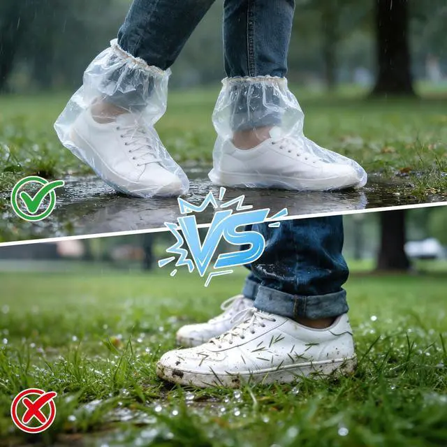 Alt view image 6 of 7 - 20Pcs(10 pairs) Thickened Waterproof Shoe Covers for Rain, Clear Rain Shoe Covers, One Size Fits Most