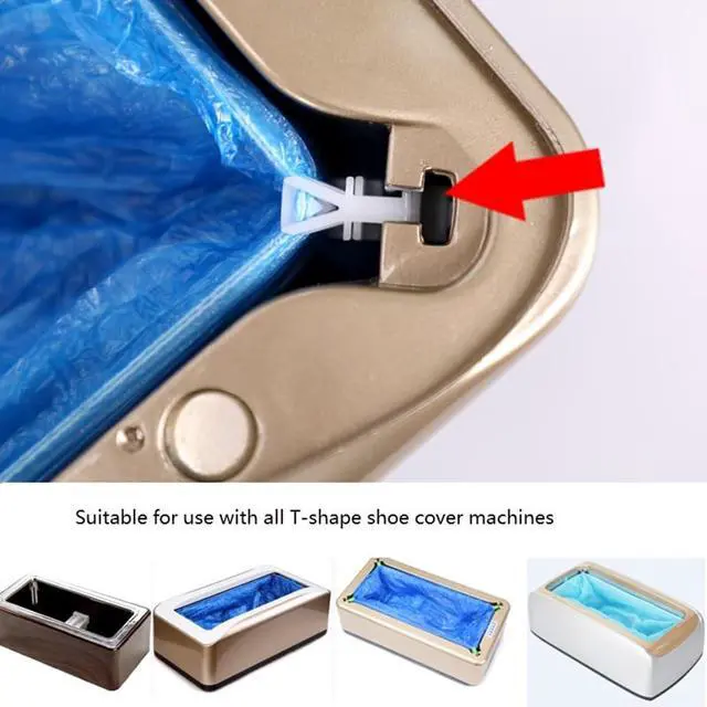 Alt view image 2 of 6 - Automatic Shoe Cover Refills for Shoe Cover Dispenser/100PCS(50pairs) T-type Buckle Shoe Covers/Shoe covers for Automatic Shoe Cover Machine/Disposable Shoe Covers, Size for US 6 to 14