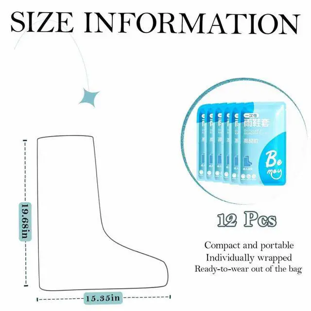 Alt view image 7 of 7 - 12 Pcs Individually Packaged Long Rain Shoe Covers, Extended Length Clear Adults Shoe Ponchos, Anti-Slip Plastic Rain Boot Covers, Perfect for Adults & Disney Trips (Clear Adults L 12Pcs)