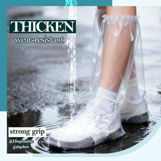 Alt view image 5 of 7 - 12 Pcs Individually Packaged Long Rain Shoe Covers, Extended Length Clear Adults Shoe Ponchos, Anti-Slip Plastic Rain Boot Covers, Perfect for Adults & Disney Trips (Clear Adults L 12Pcs)