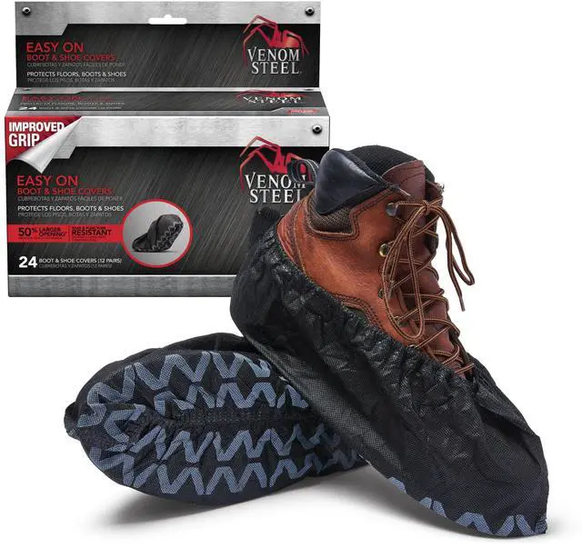 Main image of Steel Boot and Shoe Covers, Tough, Easy On, Fits Over Boots, Improved Grip, Value Pack, 12 Pairs Per Box