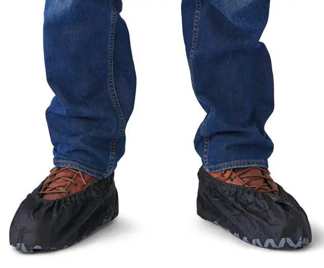 Alt view image 7 of 7 - Steel Boot and Shoe Covers, Tough, Easy On, Fits Over Boots, Improved Grip, Value Pack, 12 Pairs Per Box