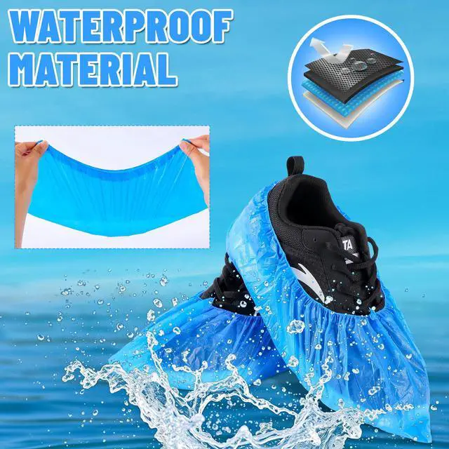 Alt view image 5 of 7 - Brand Disposable Shoe Covers, Waterproof Non Slip Booties, 100 Pack