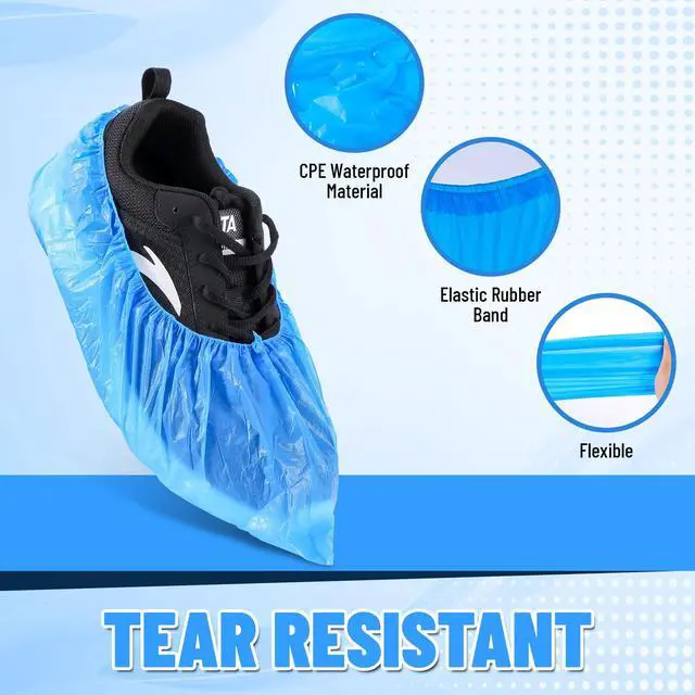 Alt view image 2 of 7 - Brand Disposable Shoe Covers, Waterproof Non Slip Booties, 100 Pack