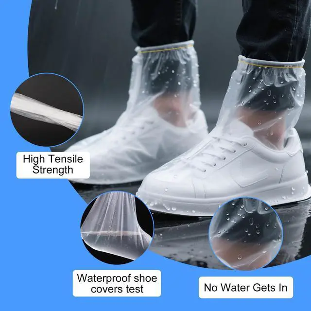 Alt view image 3 of 6 - 20Pcs Waterproof Shoe Covers for Rain - Non-Slip Disposable Rain Shoe Covers for Outdoor Indoors Overshoes- Plastic Shoe Ponchos - Heavy Duty Rain Boot Covers for Men and Women
