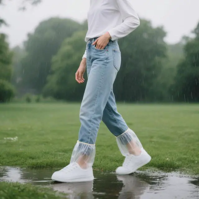 Alt view image 4 of 6 - 20Pcs Waterproof Shoe Covers for Rain - Non-Slip Disposable Rain Shoe Covers for Outdoor Indoors Overshoes- Plastic Shoe Ponchos - Heavy Duty Rain Boot Covers for Men and Women
