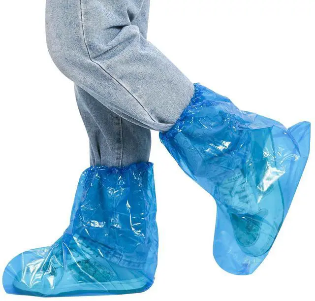 Main image of 20PCS 13.7" Disposable Boot & Shoe Covers 14g Extra Thick Blue Waterproof & Non-Slip CPE Overshoes, XL Size Fits up to Men's 12, Women's 14 For Home, Cleaning, Travel, Indoors & Outdoors