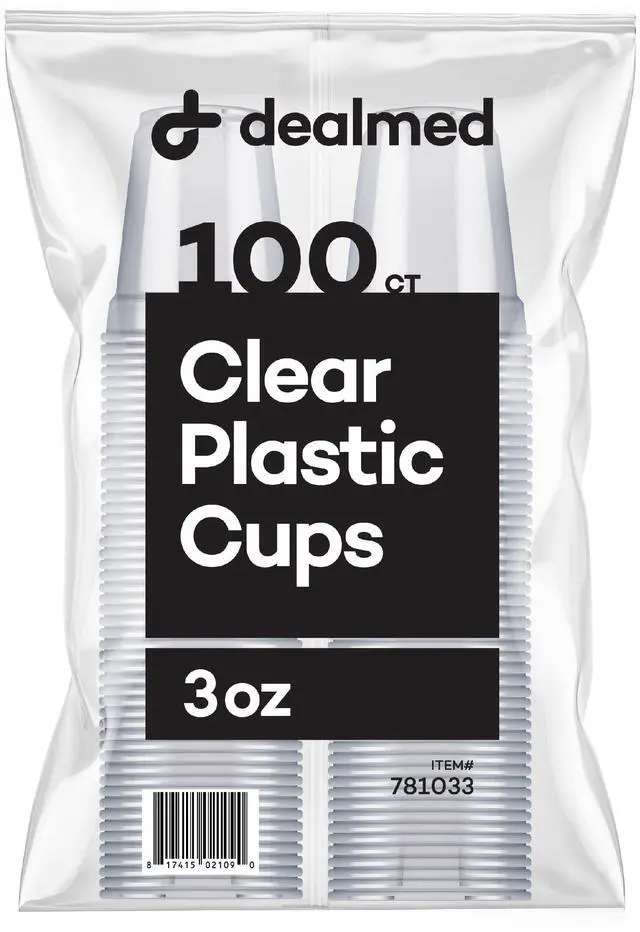 Main image of Professional 3 oz. Disposable Plastic Cups - 100% Recyclable for Healthcare, Dental, Veterinary & Food Service Use (Pack of 100)