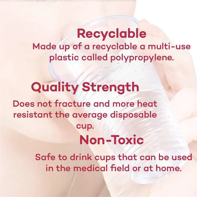Alt view image 5 of 7 - Professional 3 oz. Disposable Plastic Cups - 100% Recyclable for Healthcare, Dental, Veterinary & Food Service Use (Pack of 100)