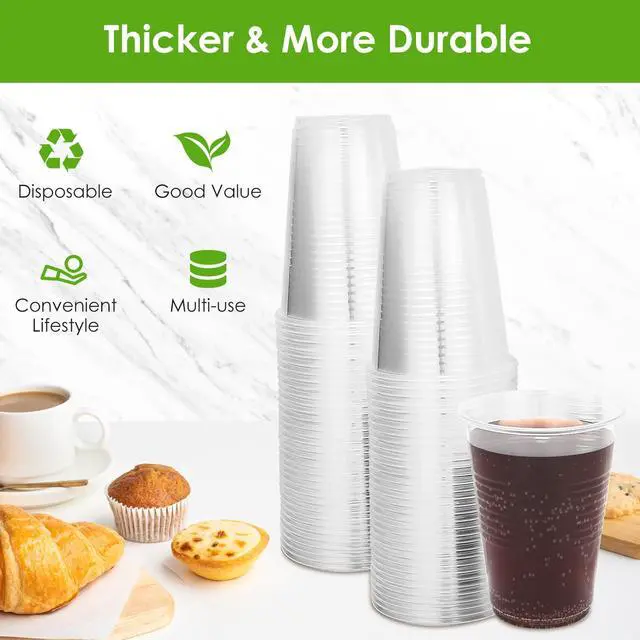 Alt view image 4 of 7 - 100 Pack 9 Oz Clear Plastic Cups, Clear cups, Disposable Cups, Disposable Drinking Cups, Water Party Cups for Home Office party