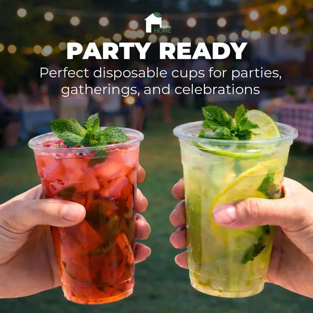 Alt view image 3 of 7 - Clear PET Plastic Cups 16oz (Pack of 50) Crystal Clear, Durable, Disposable Beverage Cups Perfect for Parties, Events, and Businesses