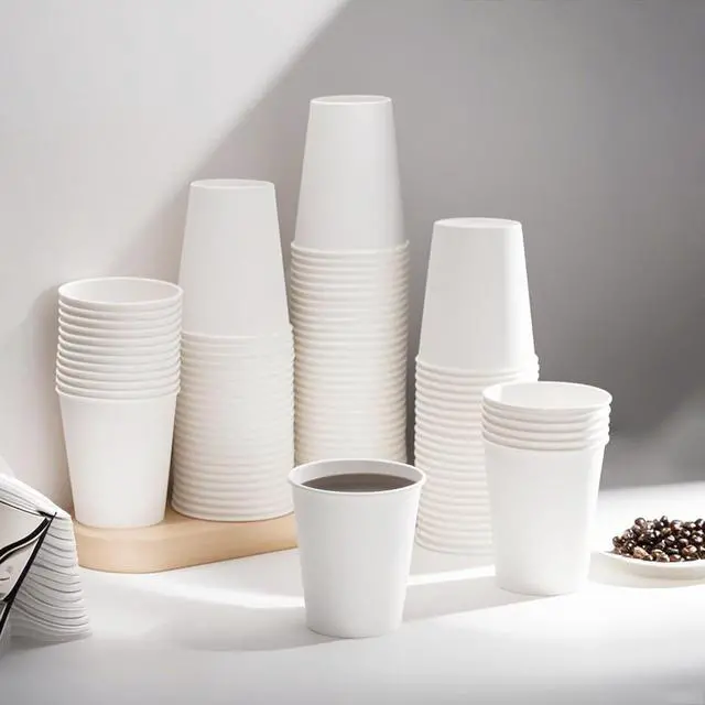 Alt view image 7 of 7 - Paper Cups, 100 Pack 8 Oz Disposable Cups, Disposable Coffee Cups 8 Oz, Hot Cups Tea Cups Water Cups for Home Office Travel Party