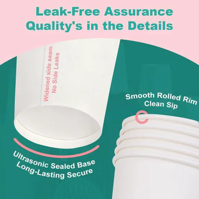 Alt view image 4 of 7 - 8 oz 50 Pack Disposable Paper Cups,Heavy Duty Thickened Coffee Cups,Leakproof Hot/Cold Beverage Cups for Home,Office,Parties, Daily Use