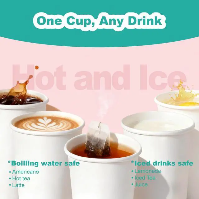 Alt view image 6 of 7 - 8 oz 50 Pack Disposable Paper Cups,Heavy Duty Thickened Coffee Cups,Leakproof Hot/Cold Beverage Cups for Home,Office,Parties, Daily Use