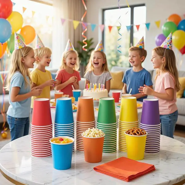 Alt view image 2 of 7 - 60 Pack 9 Ounce Rainbow Disposable Paper Cups, Heavy-Duty PE Lined with 6 Bright Colors, Leak-Proof Party Cups for Birthday, DIY & Holiday Gatherings