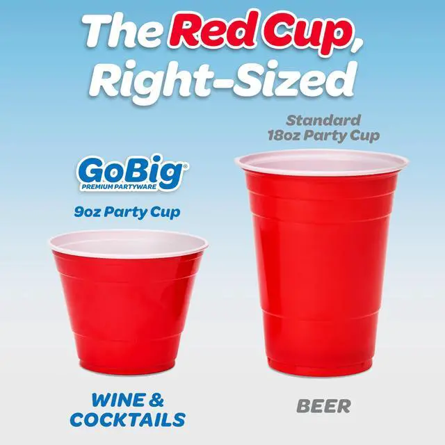 Alt view image 2 of 6 - 9 oz Plastic Party Cups for Wine & Cocktails - 50 Count Disposable Plastic Cups for Alcohol