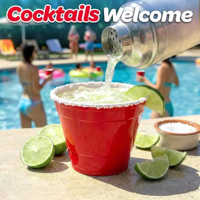 Alt view image 5 of 6 - 9 oz Plastic Party Cups for Wine & Cocktails - 50 Count Disposable Plastic Cups for Alcohol