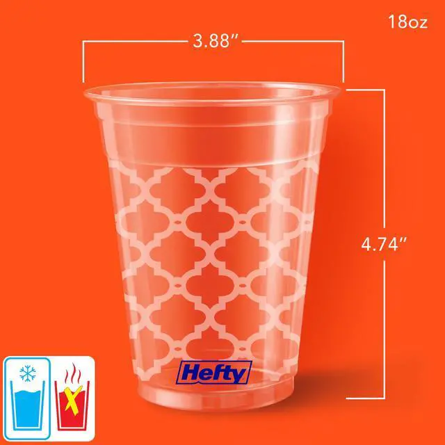 Alt view image 3 of 6 - Hefty Party Perfect Printed Clear Plastic Cups, 18 Ounce, 20 Count