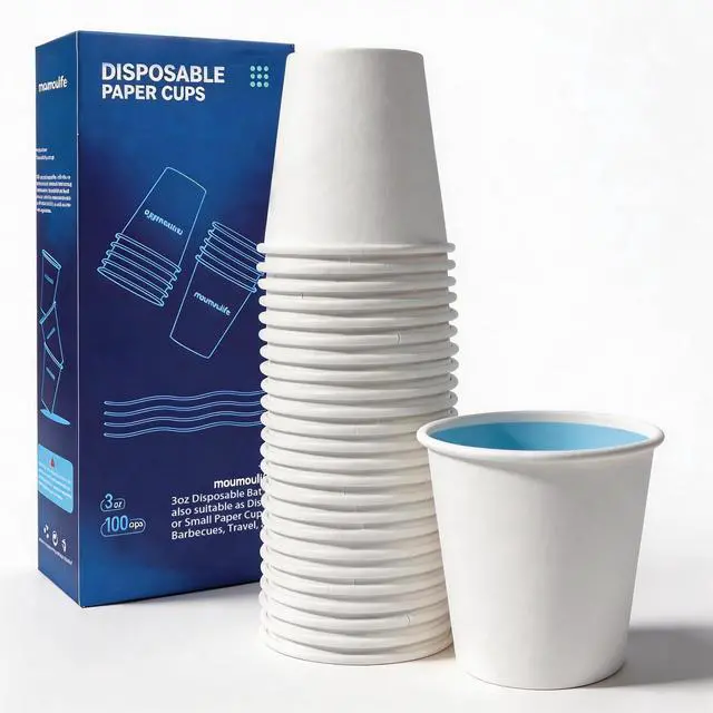 Main image of Disposable Paper Coffee Cups 3 oz 100 Count, Bathroom Mouthwash Cups, Leak-Proof Small Paper Cups for Bathroom & Espresso