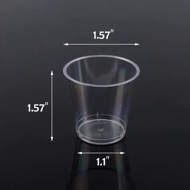 Alt view image 2 of 7 - 100 Shot Glasses, 1oz Clear Plastic Disposable Hard Cups, Mini Cups Great Container for Sauce, Sample Tasting, Jello Shots, Pudding
