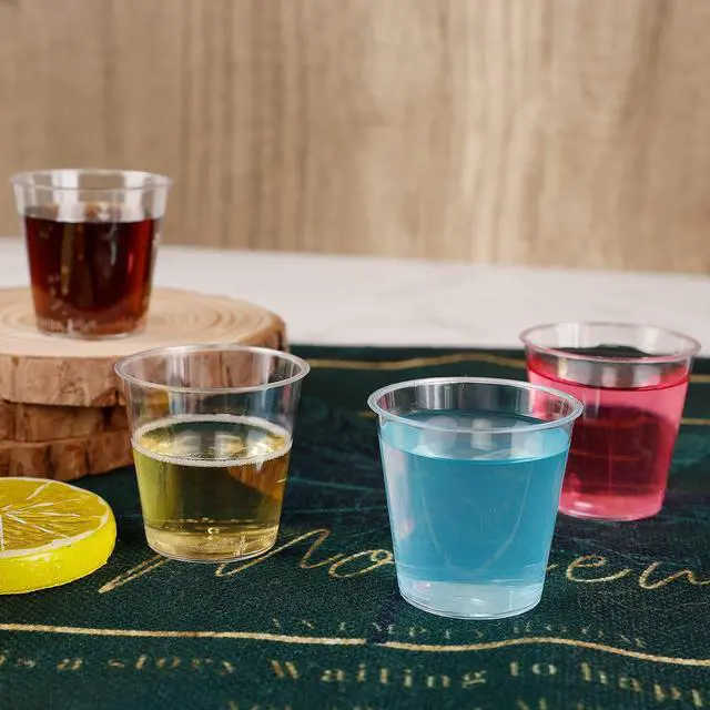 Alt view image 4 of 7 - 100 Shot Glasses, 1oz Clear Plastic Disposable Hard Cups, Mini Cups Great Container for Sauce, Sample Tasting, Jello Shots, Pudding