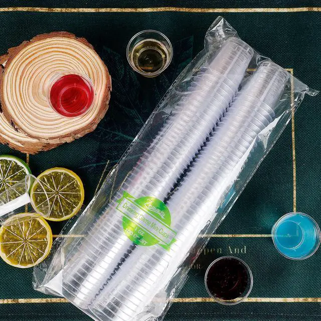 Alt view image 6 of 7 - 100 Shot Glasses, 1oz Clear Plastic Disposable Hard Cups, Mini Cups Great Container for Sauce, Sample Tasting, Jello Shots, Pudding