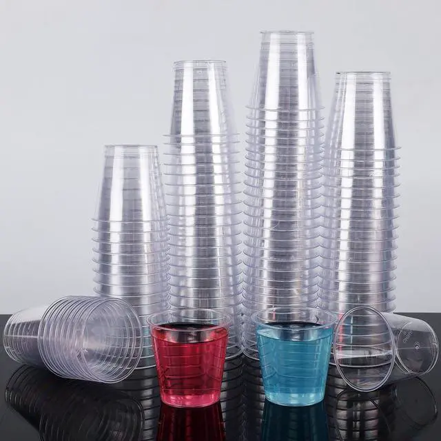 Alt view image 7 of 7 - 100 Shot Glasses, 1oz Clear Plastic Disposable Hard Cups, Mini Cups Great Container for Sauce, Sample Tasting, Jello Shots, Pudding
