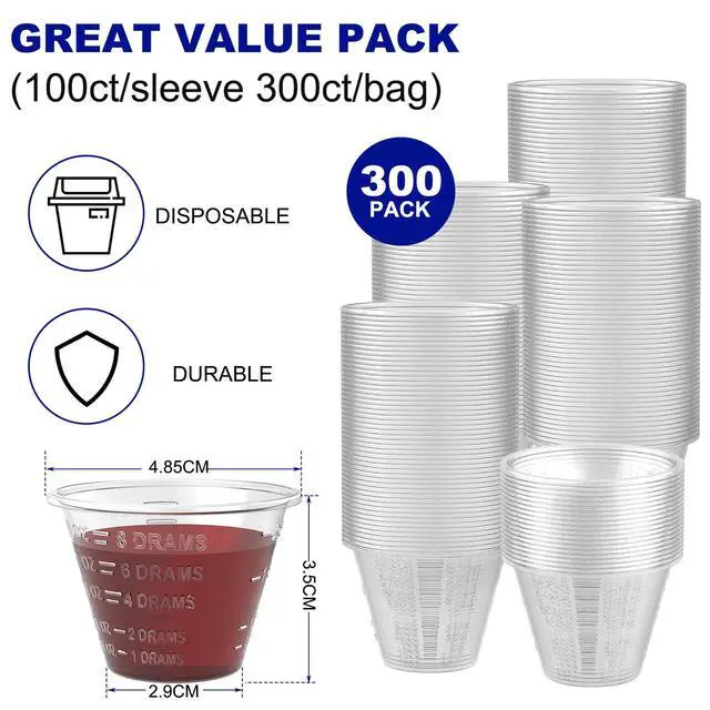 Alt view image 2 of 7 - Disposable Medicine Cups Graduated, pack of 300, 1 oz (30ml) Small Plastic Measuring Cup for Liquid Medication, Paint, Epoxy, Pill and Resin