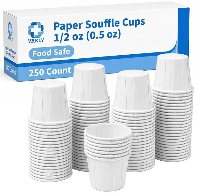 Main image of Paper Souffle Cups 0.5 oz (250 Pack) Disposable Portion Cups for Medication, Pills, Condiments, Food Tasting & Dessert Samples