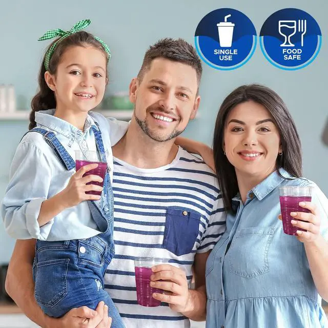 Alt view image 5 of 5 - Disposable Plastic Cups, Bpa- Drinking Glasses for Parties, Cold Drinks, Smoothies, Jello, Cocktails (5 Oz - Pack of 100)