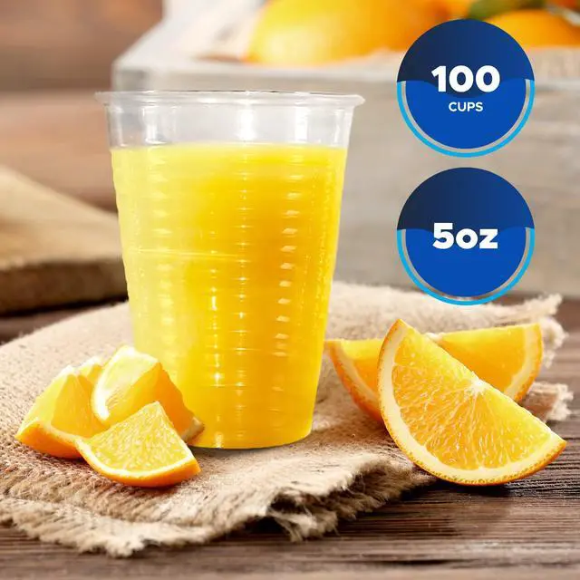 Alt view image 2 of 5 - Disposable Plastic Cups, Bpa- Drinking Glasses for Parties, Cold Drinks, Smoothies, Jello, Cocktails (5 Oz - Pack of 100)