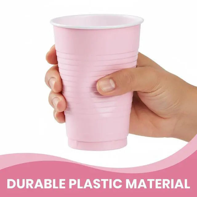 Alt view image 3 of 5 - Pink Solid Color Plastic Party Cup (12 Oz.) 20 Count - Premium Quality and Durable, Perfect for Any Celebration