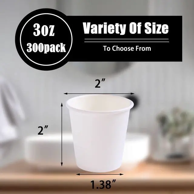 Alt view image 2 of 7 - 300 Pack 3 oz Paper Cups for Bathroom, Disposable Small Mouthwash Cup, 3oz Mini Espresso Cups for Travel, Party, Picnics, Home, Applicable to Cup Dispenser