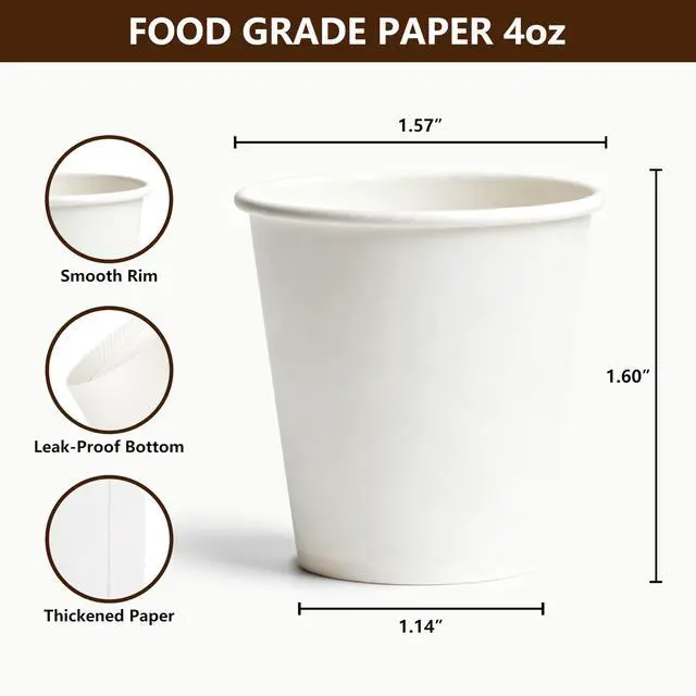 Alt view image 2 of 7 - 4 oz Thick Espresso Cups Travel to Go, 200 Count(Pack of 1), White Paper Cups