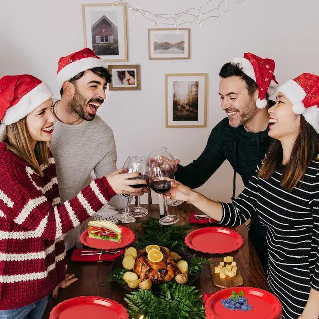 Alt view image 6 of 6 - 50 Pcs Red Paper Plates 7 Inch, Disposable Dessert Plates for Christmas Holiday Parties, Labor Day, Patriotic Events, Birthdays, Weddings & Party Supplies