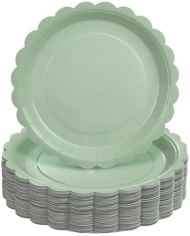 Main image of 50 Pcs Paper Plates 7 Inch Scalloped Disposable Dessert Plates, Small Appetizer Cake Plates for Wedding, Baby Shower, Birthday Party