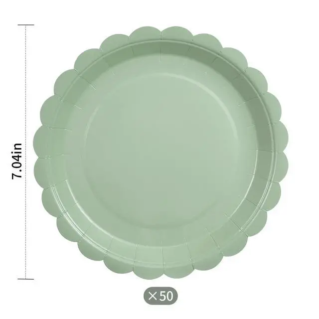 Alt view image 2 of 7 - 50 Pcs Paper Plates 7 Inch Scalloped Disposable Dessert Plates, Small Appetizer Cake Plates for Wedding, Baby Shower, Birthday Party