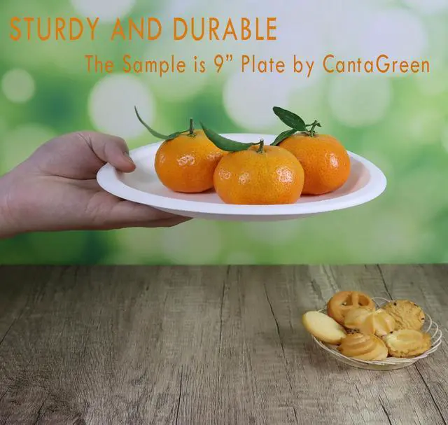 Alt view image 2 of 6 - 6 inch Small Compostable Dessert Plates,100 Count Heavyduty Sugarcane/Bagasse and Bamboo Fibre Biodegradable Disposable Paper Plate