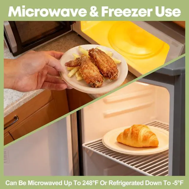 Alt view image 3 of 7 - 100 Pack 6 Inch Disposable Small Paper Plates,Heavy Duty Dessert Plates - Compostable, Microwave-Safe, Leak-Proof, Ideal for Parties, Picnics & Daily Use