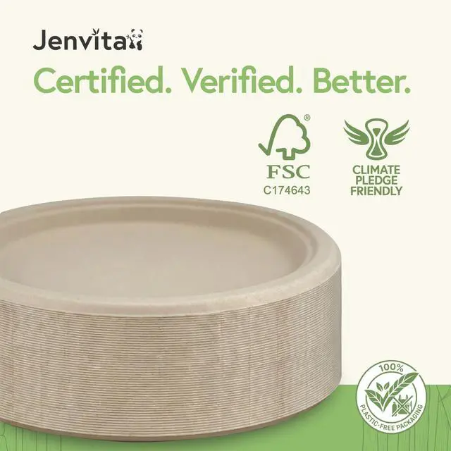 Alt view image 5 of 7 - Bamboo Biodegradable Plates (50-Pack, 7-inch) | Sturdy & Microwave Safe | Heavy Duty Microwavable Disposable Plates | PFAS Free, Biodegradable | FSC Certified Alternative to Plastic