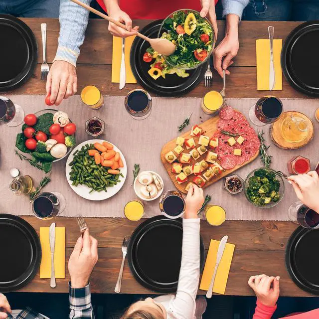 Alt view image 7 of 7 - 50 Pieces of Paper Plates, Round Black Party Plates Pack, Disposable 9 Inches Paper Dinner Plates, Everyday Use Plates for Daily Meals Picnic Camping Birthday Christmas Thanksgiving Supplies