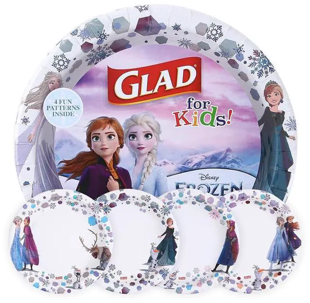 Main image of for Kids Disney Frozen Disposable Paper Plates, Anna and Elsa - Heavy Duty, Soak-Proof, Microwavable Kid-Friendly Character Plates for Everyday Meals, 8.5 inch, 40 Count