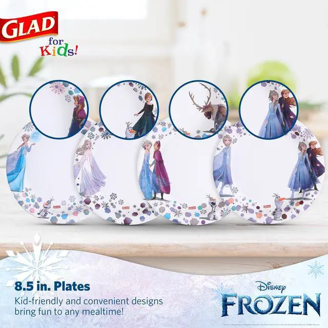 Alt view image 2 of 5 - for Kids Disney Frozen Disposable Paper Plates, Anna and Elsa - Heavy Duty, Soak-Proof, Microwavable Kid-Friendly Character Plates for Everyday Meals, 8.5 inch, 40 Count