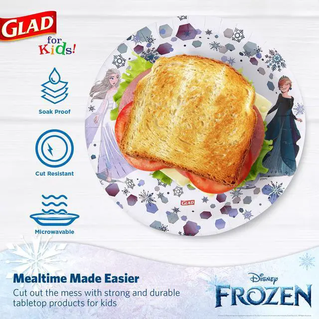 Alt view image 4 of 5 - for Kids Disney Frozen Disposable Paper Plates, Anna and Elsa - Heavy Duty, Soak-Proof, Microwavable Kid-Friendly Character Plates for Everyday Meals, 8.5 inch, 40 Count